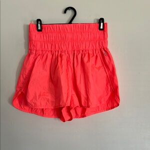 FP Movement Athletic High-Waisted Orange Shorts with Elastic Waistband